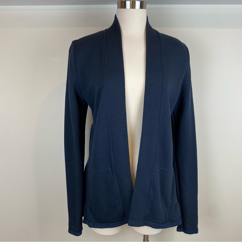 Anthropologie Lila Babydoll Black Blazer Cardigan Size M Tiered Back‎ Open Front